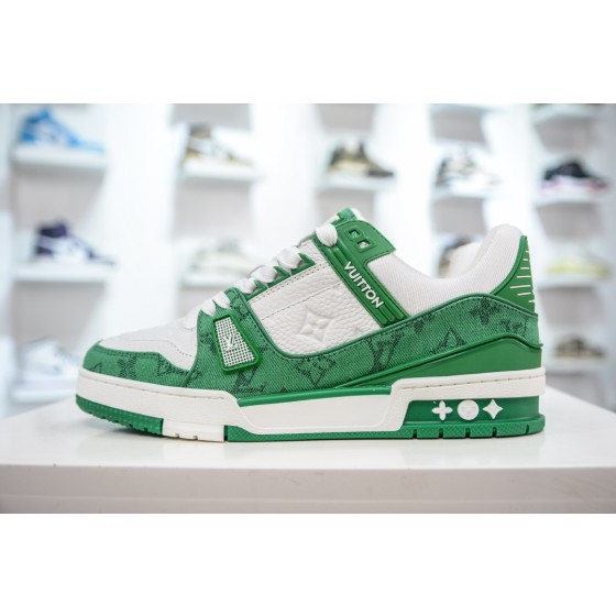 Louis Vuitton Trainer, White/Green, 1A9JI1