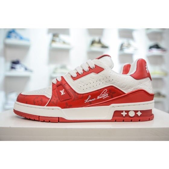 Louis Vuitton Trainer, Leather, White/Red, 1AANFH