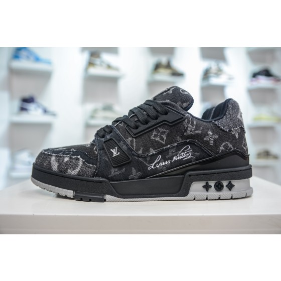 Louis Vuitton Trainer, Denim, Black, 1AC4ZB