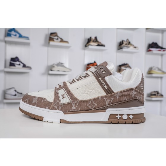 Louis Vuitton Trainer, Denim, Beige & Brown, 1AJAGZ